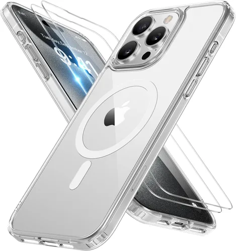 Vista 8 de Miracase - Funda magnética para iPhone 13 de 6.1 pulgadas (compatible con MagSafe) (con 2 protectores de pantalla), protección de grado militar