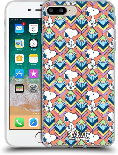 Vista 123 de Head Case Designs Snoopy Deco Dreams - Funda de gel suave con licencia oficial de Peanuts Blue Pattern compatible con Apple iPhone 7 Plus/iPhone 8