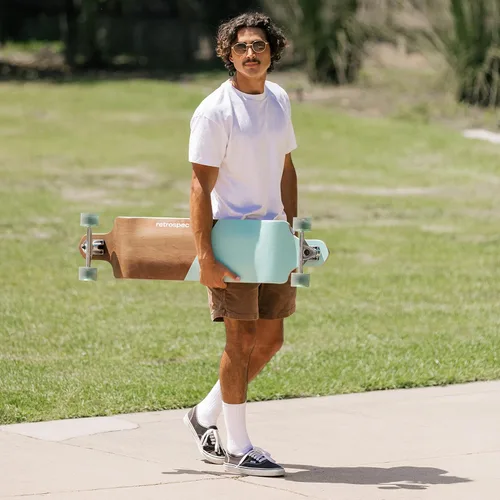 Vista 6 de Retrospec Tidal Drop Down Longboard - 41" Extra Wide Stable Deck, 9-Ply Canadian Maple, ABEC-9 Bearings, 85A PU Wheels, Reverse Kingpin Trucks for