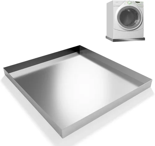 Vista 7 de Bandeja para lavadora de 32" x 32" x 2.5" de acero inoxidable 304 de alta resistencia, bandeja para lavadora, bandeja de drenaje para lavadora
