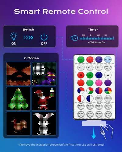 Vista 6 de Brightown 400 luces LED inteligentes RGBIC para cortina, 6.6 x 6.6 pies, cadena de luces de Navidad que cambian de color dinámico con control