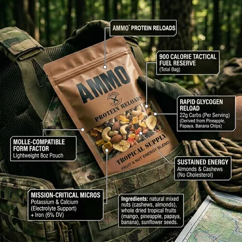 Vista 2 de AMMO® Snack Reloads Trail Mix 8 oz Mezcla de supervivencia de frutas y nueces