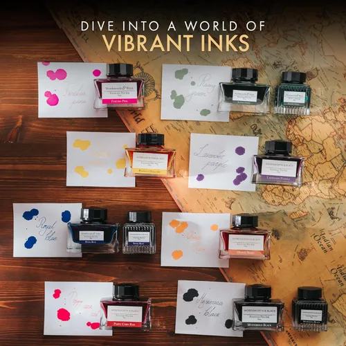 Vista 4 de Wordsworth and Black Botella de Tinta para Pluma Estilográfica (50 ml) Edición Premium de Lujo, [Negro Misterioso] Tinta Embotellada para Plumas