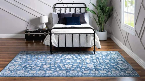 Vista 4 de Unique Loom Boston Collection - Alfombra rectangular de 2 x 3 pies y 1 pulgada, color azul y marfil