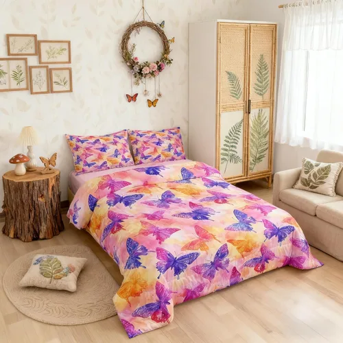 Vista 27 de Castle Fairy Daisy Florals Comforter Set Twin Size,Cartoon Wildflowers Breathable Bedding Set,Kids Adults Room Decor,Retro Country Style Microfiber