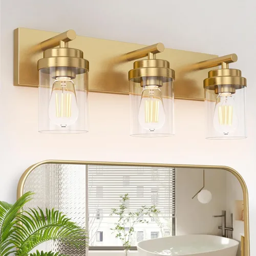 Vista 20 de IZORRO Lámpara de tocador de baño, 3 luces de 22 pulgadas de níquel cepillado sobre espejo, con pantalla de vidrio blanco, luces modernas de tocador