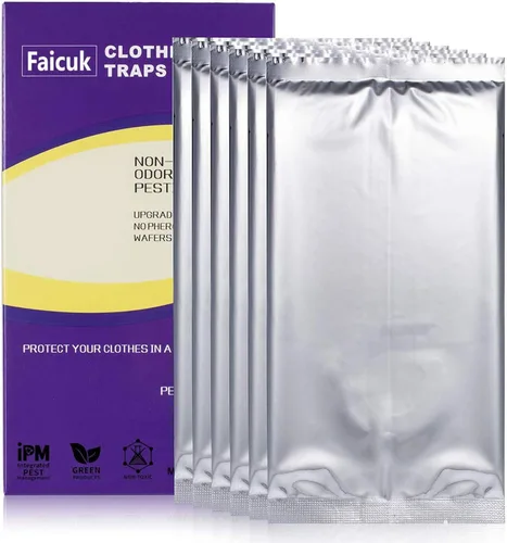 Vista 5 de Faicuk Trampas para polillas de ropa con atractor de feromonas para armario y alfombra (paquete de 6)