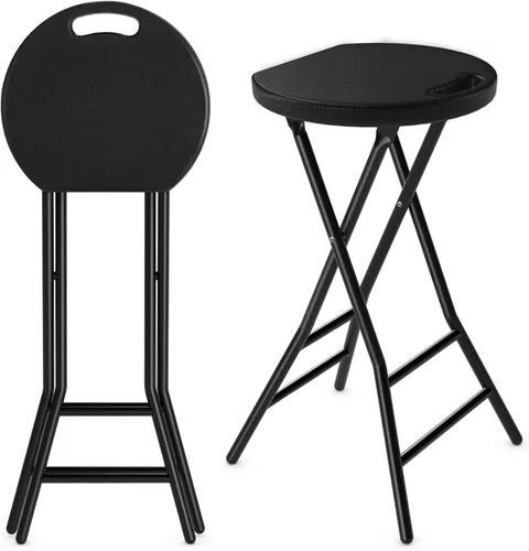 Vista 16 de 5Rcom Taburete plegable, paquete de 2 taburetes portátiles con asa, plegable para camping, fiesta de RV, marco de acero resistente, capacidad de 500