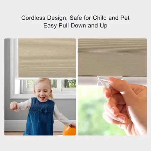 Vista 4 de BlinDecor Blackout Cellular Shades Cordless 24 x 64 in Honeycomb Blinds Windows Shade Easy Install & Clean Shades for Door Room Home Privacy