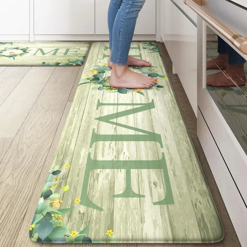 Vista 35 de KIMODE - Alfombra de cocina antifatiga para el piso, de 17.3 x 29 pulgadas, alfombra de cocina de estilo rústico, antideslizante, acolchada