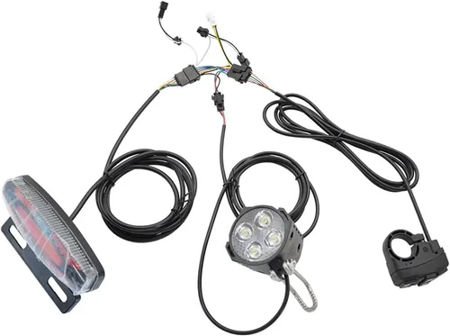Vista 2 de Juego de faros y luces traseras para bicicleta, 24-48 V, luces de giro Ebike delantera y trasera, bicicleta eléctrica con luz giratoria, luz