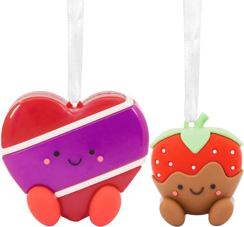 Hallmark Better Together Adornos Magnéticos de Navidad de Fresa y Chocolate para Árbol, Juego de 2