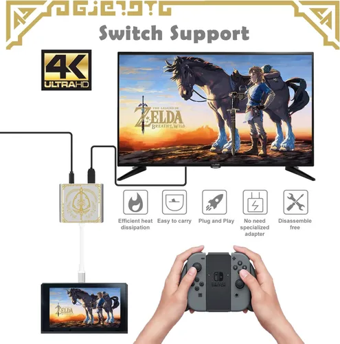 Vista 5 de Aiaabq Estación de acoplamiento para Nintendo Switch, base de interruptor portátil con puerto HDMI TV USB 3.0 y USB C para Nintendo Switch OLEDSteam