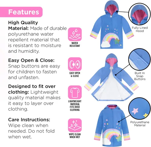Vista 3 de addie & tate Conjunto de paraguas para niñas y niños y abrigos de lluvia para niños pequeños