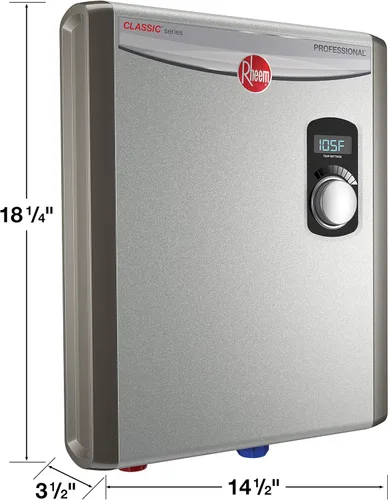 Vista 6 de Rheem RTEX-18 calentador de agua para el hogar de 240 V sin tanque, con 2 cámaras de calefacción