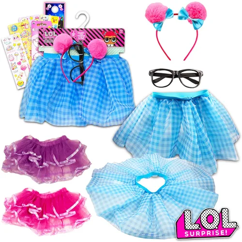LOL Teachers Pet Dress Up Costume Set for Girls - Bundle with LOL Tutu Stickers and Door Hanger LOL Party Supplies with Pair of Glasses and Headband