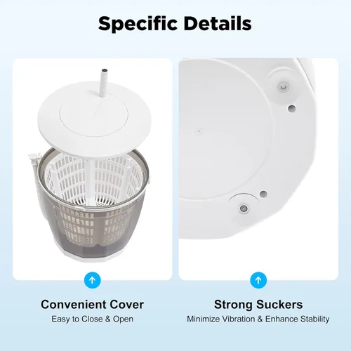 Vista 7 de Lavadora de manivela, 2 en 1, mini lavadora manual portátil, no eléctrica, compacta, lavadora de ropa, secadora de ropa pequeña, deshidrata