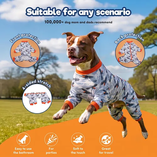 Vista 4 de LovinPet Bonitos trajes para perros grandes, estampado gris, talla M