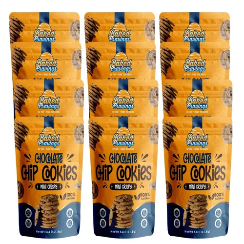 Vista 11 de Baked Cravings Mini galletas con chispas de chocolate, 6 bolsas (24 en 1) Sin nueces y sin maní, 100% galletas de chocolate clásicas y crujientes