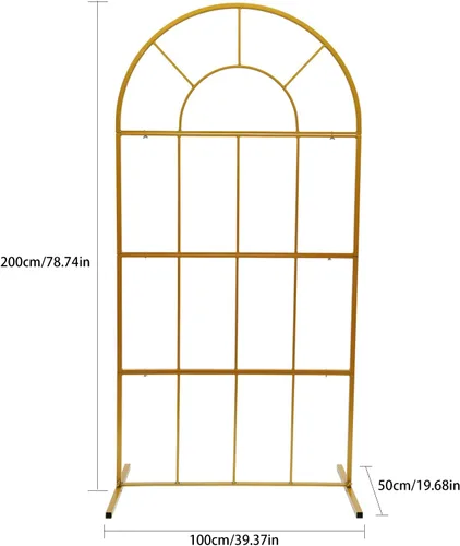 Vista 2 de Arco de boda de metal dorado de 6.56 pies, telón de fondo de jardín, accesorio de fiesta de cumpleaños