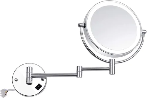Wall-Mounted Makeup Mirror LED Lighted Makeup Mirror Wall Mount 8 Inches 5X Magnified Double-Sided Vanity Mirror with Lights
