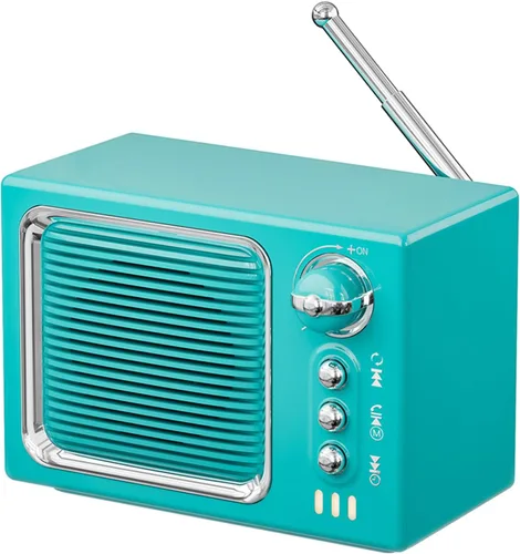 Vista 12 de Altavoz Bluetooth retro, mini altavoz Bluetooth inalámbrico portátil vintage con sonido de ruido blanco, sonido fuerte de 5 W, llamadas manos