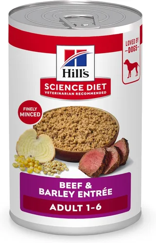 Vista 15 de Hill's Science Diet Alimento húmedo para perros adultos de 1 a 6, carne de res y cebada, latas de 5.8 onzas, paquete de 24