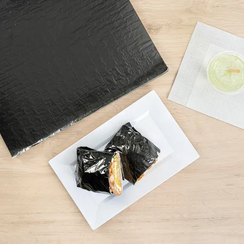 Vista 7 de Restaurantware -Foil Lux - Envolturas para sándwich de 14 x 16 pulgadas, 500 revestimientos aislados para cestas de alimentos, desechables, Negro
