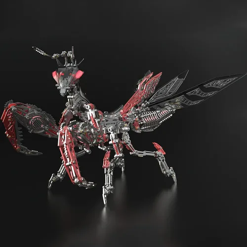 Vista 6 de Metalkitor Rompecabezas de metal 3D para adultos, kit de modelo de mantis gigante - adorno steampunk de bricolaje - rompecabezas de ensamblaje