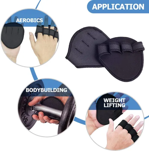 Vista 8 de VICASKY Non-Slip Barbell Palm Guards with Finger Rings Lifting Gloves for Weightlifting and Gym Training Comfortable Sweat-Resistant Grip Pads for