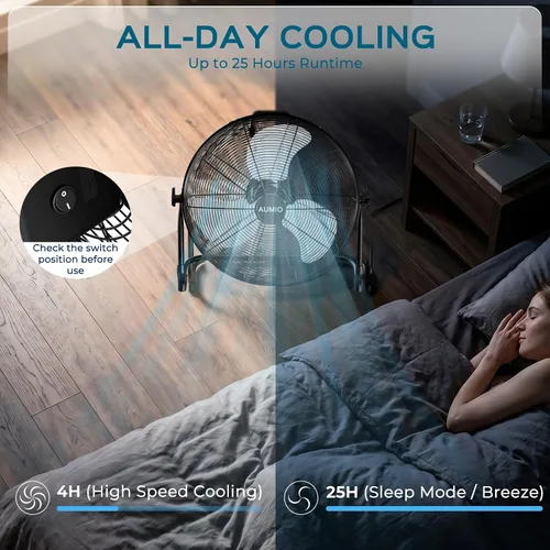Vista 7 de AUMIO Ventilador de piso con energía solar de 16 pulgadas, batería de 15600