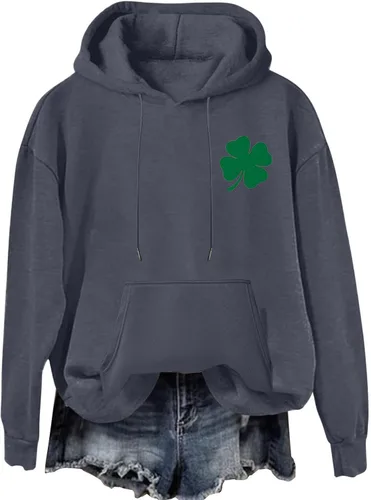Vista 4 de Blczomt St Patricks Day Sweatshirts for Women Irish Loose Fit Lucky Hoodies Shirt Shamrock Cute Blessed Gift Outfits Pullover
