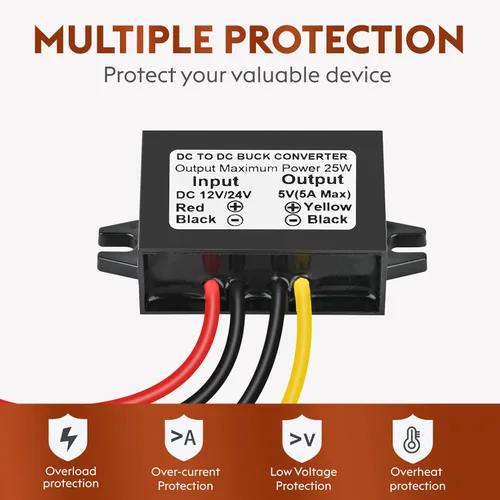 Vista 5 de Módulo convertidor reducido de corriente continua de 24 V, 12 V a 5 V, 5 A, 25 W, regulador de voltaje reducido, convertidor de potencia