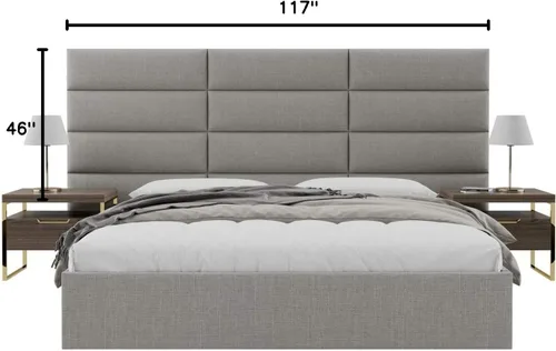 Vista 246 de Vänt - Paneles tapizados de cabecera para montar en la pared, diseño Isabelle, 60 x 23 pulgadas, configuración de 4 paneles individuales