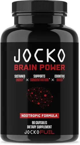 Jocko Fuel Brain Power - Suplementos dietéticos nootrópicos para la memoria y la concentración con L teanina, L carnitina, energía y suplemento de