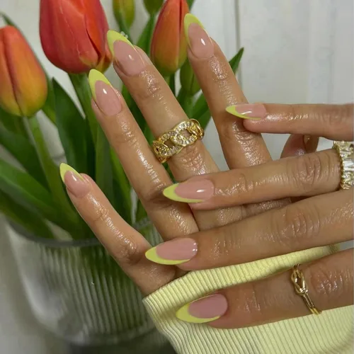 Vista 34 de 30 Uñas Postizas de Punta Francesa Negra a Presión, Uñas de Almendra Cortas para Presionar, Uñas Postizas Cortas en Forma de Almendra, Uñas