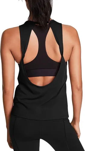 Mippo Workout Tops for Women Open Back Yoga Shirts Tank Tops Athletic Tops Gym Workout Clothes
