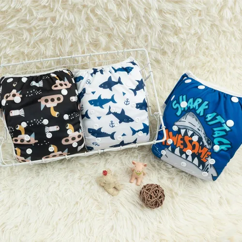 Vista 114 de Alva, Pañales de bebé para nadar, paquete de 2 unidades, talle único, reutilizable, lavable y ajustable de 0 a 36 meses. Tamaño de 10 a 40 lbs