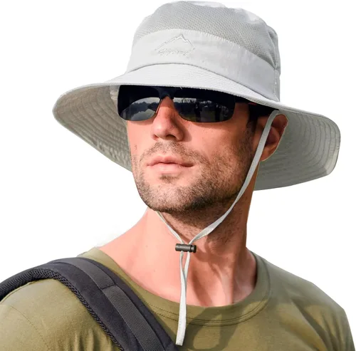 Vista 30 de Sombreros de sol para hombres y mujeres, sombrero de pesca UPF 50+ transpirable de ala ancha de verano con protección UV