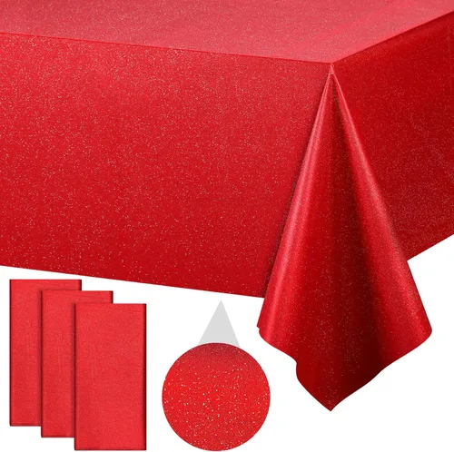 Vista 35 de 3 paquetes de mantel de plástico a cuadros negro y iridiscente, cubiertas de mesa rectangulares brillantes desechables con láser, mantel holográfico