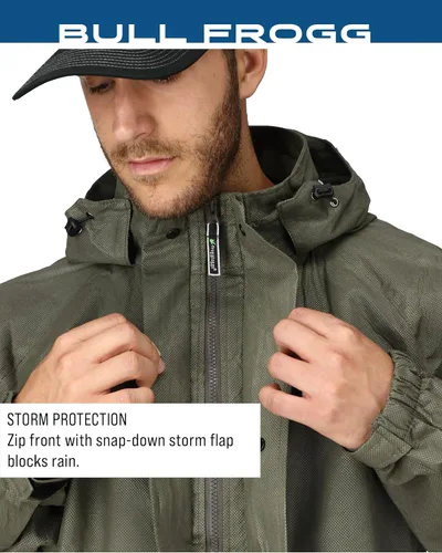 Vista 6 de Frogg Toggs Chaqueta impermeable Bull Frogg, color piedra, talla S