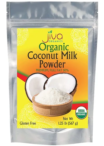Jiva - Leche de coco orgánica en polvo, 1.25 libras, sin gluten, vegana, sin lácteos, crema natural a base de plantas, apta para dieta cetogénica,
