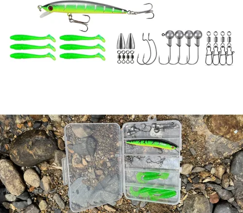 Vista 5 de Paquete de 2 cañas de pescar, combos de caña de pescar con caña de pescar telescópica, carretes giratorios, bolsa de transporte de pesca