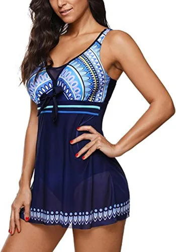 Vista 3 de American Trends - Traje de baño para mujer traje de baño de una pieza estilo vestido de malla control de abdomen atlético