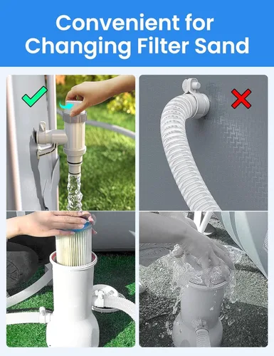 Vista 8 de POOLHACKER [Patentado] Válvula de émbolo Plus con adaptador de manguera de Adaptador de manguera de piscina, soporte de tubería, accesorios de 1
