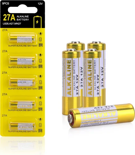 Pila A27 27A 12V, Pila 27a 12v para Control Remoto, Paquete de 5 Pilas 27a, Pilas de 12 Voltios A27 de Larga Duración