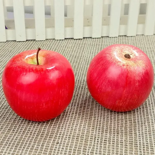 Vista 4 de Frutas artificiales, 6 manzanas decorativas de frutas, manzanas rojas artificiales, manzanas rojas artificiales para cocina, frutas falsas