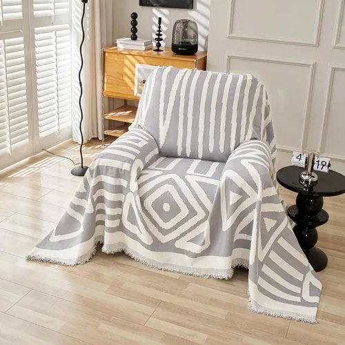 Vista 35 de VClife - Funda para sofá de 2 plazas o modular, de felpilla, lavable, apta para mascotas y perros, protectora, con borlas, azul, 71 x 118 pulgadas