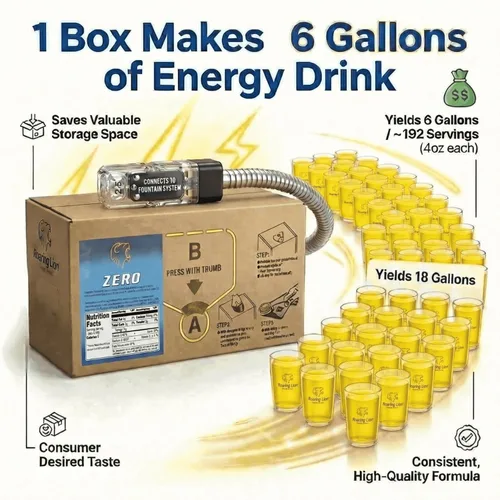 Vista 3 de Roaring Lion Bebida energética Zero (concentrado de jarabe de 1 galón bolsa en caja) - Endulzada con stevia - Cero calorías, carbohidratos, azúcar