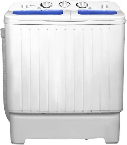Vista 6 de Casart Lavadora portátil mini compacta doble tina lavadora 17.6lbs lavadora España Spinner Lavadora portátil, azul+blanco